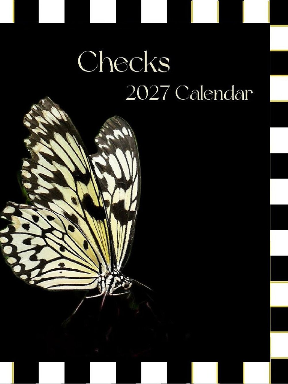 Black and White Checked Calendar 2027 Checkered Wall Decor Checked Frame Picture